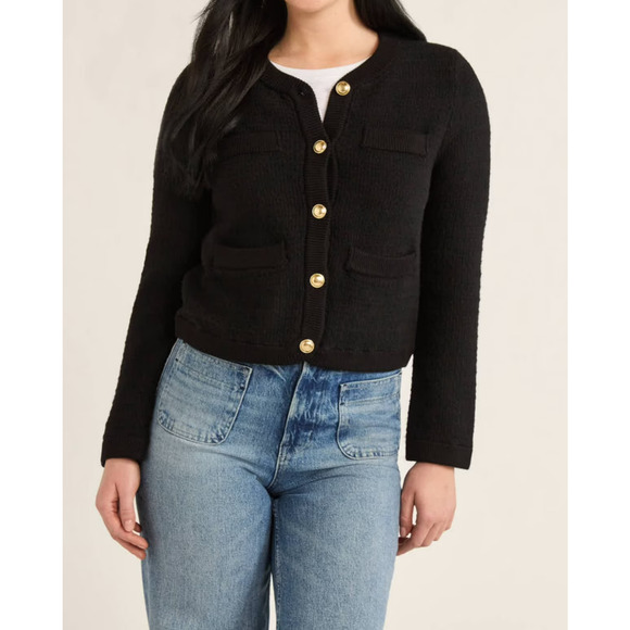 Free Assembly Womens Welt Pocket Cardigan Sweater Black Soot Size XXL (20) - Picture 7 of 8